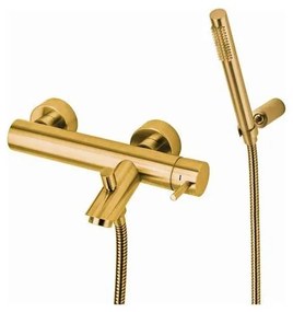 Paffoni - Zestaw wannowy z baterią LIGHT w wykończeniu szczotkowanego złota