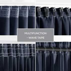 AmeliaHome Zasłona Blackout Oxford Pleat indigo, 140 x 245 cm