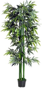 Outsunny Sztuczne Drzewo Bambusowe Zielony Czarny Sztuczna Roślina Dekoracyjna 20cm x 20cm x 180cm | Aosom PL