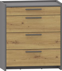 Duża komoda z 4 szufladami dąb artisan + antracyt P5-R31
