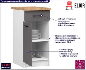 Szara minimalistyczna dolna szafka kuchenna biała