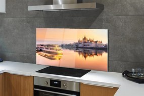 Szklany Panel Statek o Zachodzie Słońca