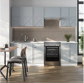 Aneks kuchenny jasnoniebieski/szary/biały 240x46x81.6 fame-line