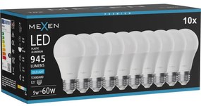 Mexen Nova 10x żarówka LED E27, A60, 9W, Zimna - 6500K, 945 lm - L100-E27-0965-01x10