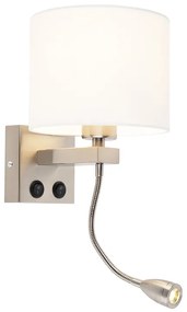 Nowoczesna lampa ścienna ze stali z białym kloszem - Brescia Nowoczesny Oswietlenie wewnetrzne