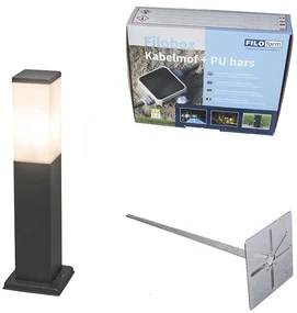 Zewnetrzna Nowoczesna lampa słupkowa zewnętrzna, ciemnoszara z opalowym szkłem, 45 cm, IP44 - Malios Nowoczesny Oswietlenie zewnetrzne