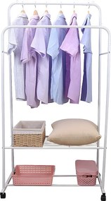 Wieszak na ubrania na kółkach podwójna szafa z wieszakiem na ubrania 80,5x51x155cm