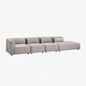 Sofa Modułowy Narożny 4-częściowy Z Prawym Szezlongiem Fogler Sztruks Jasny Szary Taupe - Sklum