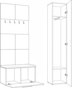 Masseno Garderoba MODULO 120,6/204/40 cm do Przedpokoju Nowoczesna Szara