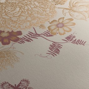 Obraz - Vintage kwiaty i motyle (z zegarem) (90x30 cm)