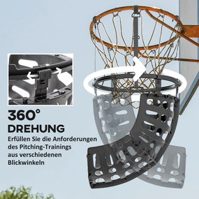 SPORTNOW Rebounder do koszykówki, regulowana wysokość, obrót 360°, Plastik, 35,6Dł x 35,6S x 75,5W cm, Czarny