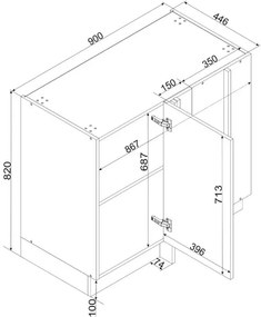 Dolna szafka kuchenna narożna biały + dąb artisan - Elandro 14X