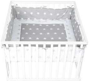 Biały/szary ochraniacz do łóżeczka z mieszanki bawełny 96 cm Little Stars – Roba