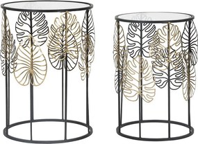 Zestaw Stolików Pomocniczych Liść 67, Czarny, 38x38x55 cm, Kendra Home