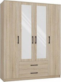 Szafa Romana 160 | Dąb Sonoma  | 160x54x205 cm | Nowoczesna Szafa z Lustrem