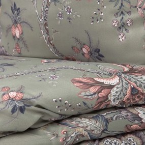Komplet pościeli z mikrofibry CLARAS szara w liście i kwiaty 200x220 cm HOMLA