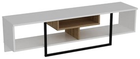 Biała szafka pod TV w dekorze dębu 149x40 cm Asal – Kalune Design