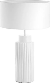 Lampa sto?owa CERAMIC styl klasyczny - E27 15W - Wysoko?? 63,5 cm - bawe?niany aba?ur ø38 cm - IP20 - kabel 2 m - on&off - ceramiczny i bia?y