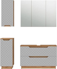 Zestaw mebli łazienkowych dąb/szary ze strukturą płytek 99.4x32x62.5 lotta