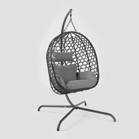 Huśtawka NIDO na metalowym stelażu104x106x184 cm czarna HOMLA