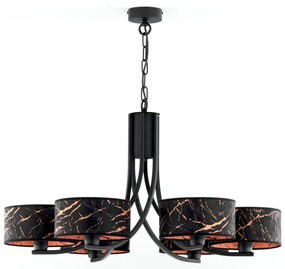 Jupiter 2108- Żyrandol na łańcuchu ARTHUR 6xE27/15W/230V czarny/pomarańczowy/dekor marmuru