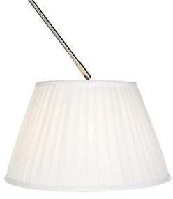 Lampa wisząca regulowana stal klosz plisowany kremowy 35cm - Blitz I klasyczny/Antyczny Oswietlenie wewnetrzne