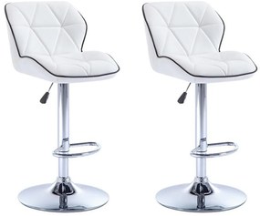 Zestaw 2 stołków barowych CALVIN – skóra syntetyczna – regulacja wysokości – kolor biały