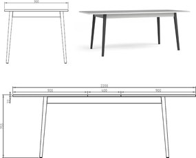 Stół rozkładany NIMB Szary do Salonu Jadalni 180-220 x 90 x 75,5 cm, Prostokątny