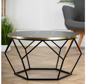 Stolik kawowy DIAMOND 40x70 cm czarny/złoty