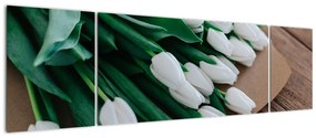 Obraz bukietu białych tulipanów (170x50 cm)