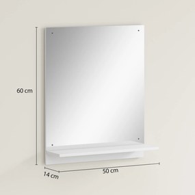 HOMCOM Lustro łazienkowe 50 x 60 cm, lustro ścienne z półką, do przedpokoju i korytarza, biały | Aosom PL
