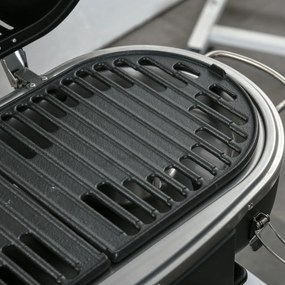 Outsunny Składany Grill Gazowy 2,34 KW BBQ z 2 Palnikami ze Stali Nierdzewnej Regulatorem Ciśnienia 66 x 34,5 x 37 cm Czarny