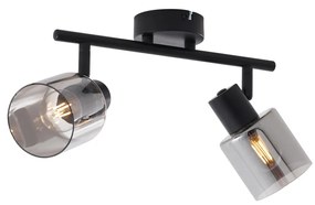 Nowoczesna lampa sufitowa czarna z okrągłymi kloszami z dymionego szkła - Cilin Nowoczesny Oswietlenie wewnetrzne