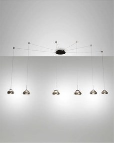 Lampa wisząca LED Arabella z metalu i dymionego szkła dmuchanego 3547-46-126 Fabas Luce