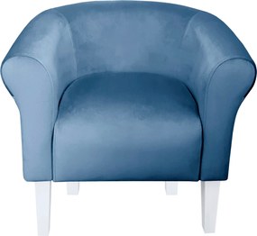 Fotel Milo tkanina Welur wygodny fotel tapicerowany do salonu i sypialni : Kolor nogi - Biała, Kolor tkaniny - VELVET - MG33, Wysokość nogi - 20 cm
