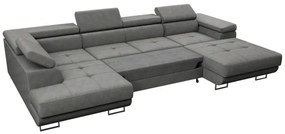 Duża sofa narożna z regulowanymi zagłówkami i pojemnikiem na pościel, złoty/musztardowy, Aspen U, lewy