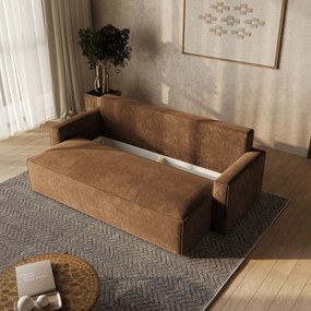 Masseno Sofa MENI z funkcją spania i pojemnikiem na pościel, Rozkładana sofa - Jasnobrązowy, LUMO 35