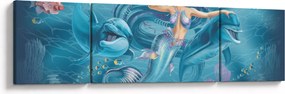 Obraz - Syrenka z delfinami (170x50 cm)