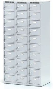 Alfa 3 Szafka skrytkowa S6, 30 schowków, 1800 x 900 x 500 mm, zamek cylindryczny, drzwi szare