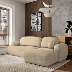 Masseno Narożnik MODENZA z funkcją spania i pojemnikiem na pościel Narozniki L, Rozkładana sofa - Kremowy, NOW OR NEVER 02