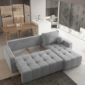 Masseno Narożnik VOLIRA z funkcją spania i pojemnikiem na pościel Narozniki L, Rozkładana sofa - Jasnoszary, PAROS 05