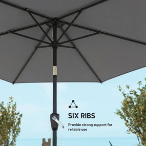 Outsunny Parasol Ø270 cm Regulowany Balkonowy z Korbką UV 50+ Ogrodowy Ciemnoszary | Aosom PL