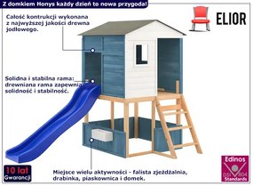 Drewniany domek ogrodowy dla dzieci ze zjeżdżalnią Huflox 5X