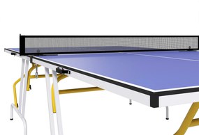 SPORTNOW Stół tenisowy składany z akcesoriami rakietki piłki siatka niebieski 274x152x76 cm | Aosom PL