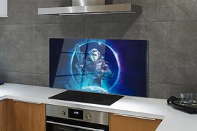 Szkło do Kuchni na Ścianę Kobieta na tle Księżyca w Kosmosie