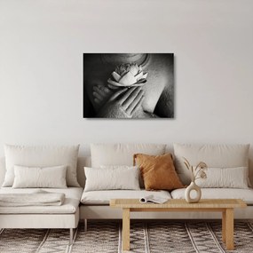 Obraz na szkle - Lotos w rękach Buddy (70x50 cm)
