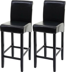 Stołek barowy MCW-C33 (zestaw 2 szt.),  czarny, ciemne nogi, skóra