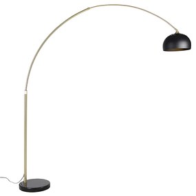 Luk Nowoczesna lampa łukowa mosiądzowa z marmurową podstawą i czarnym kloszem 32,5 cm - XXL Nowoczesny Oswietlenie wewnetrzne