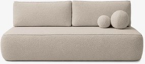 Sofa z Funkcją Spania ARVETO Beżowa Boucle Nowoczesna
