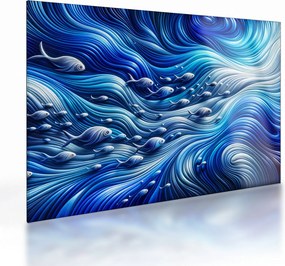 Obraz na szkle – Ryby w falach (70x50 cm)